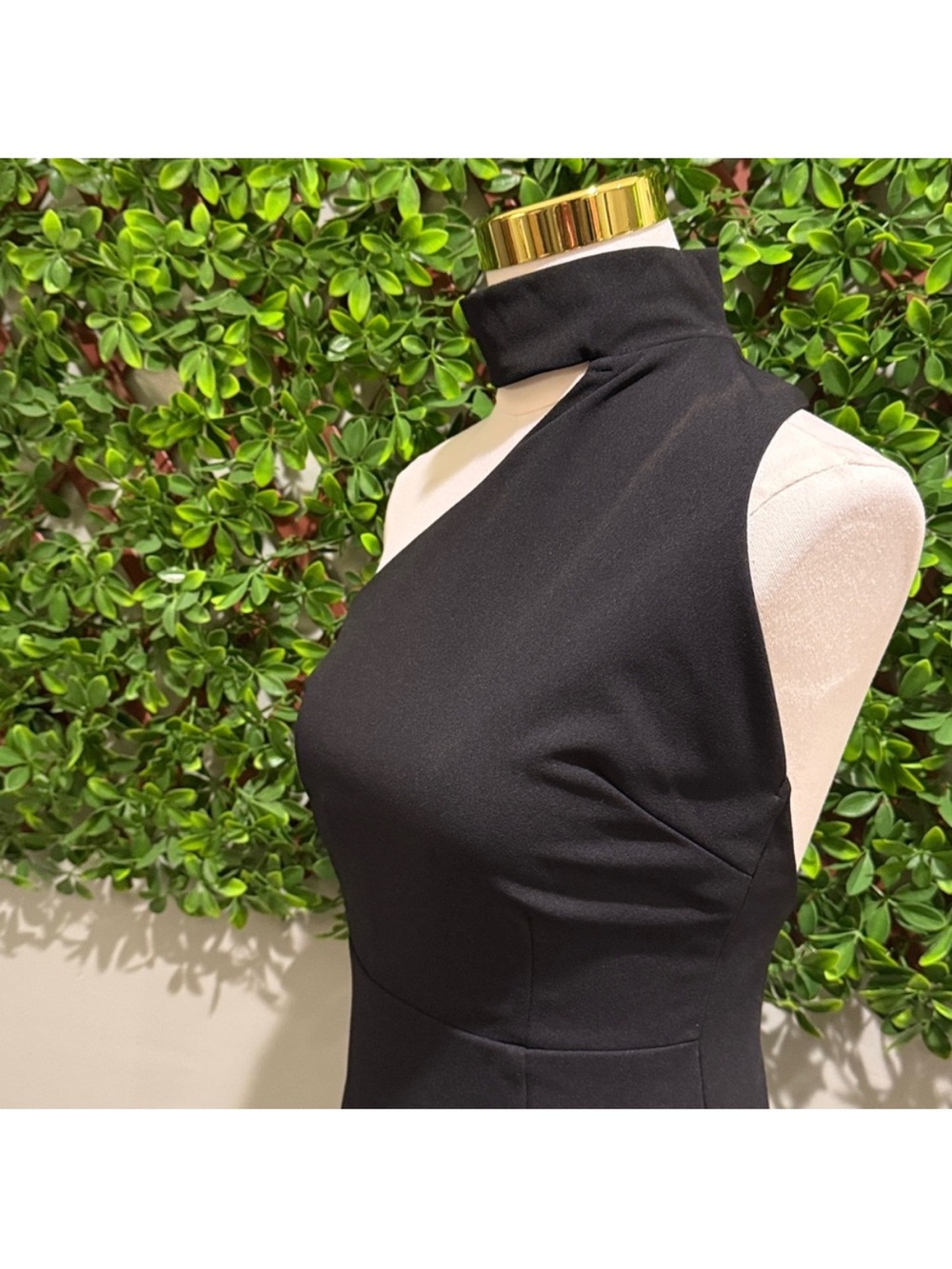 NWT- Keep It Interesting Black Asymmetrical Cutout Halter Dress - Picture 7 of 13